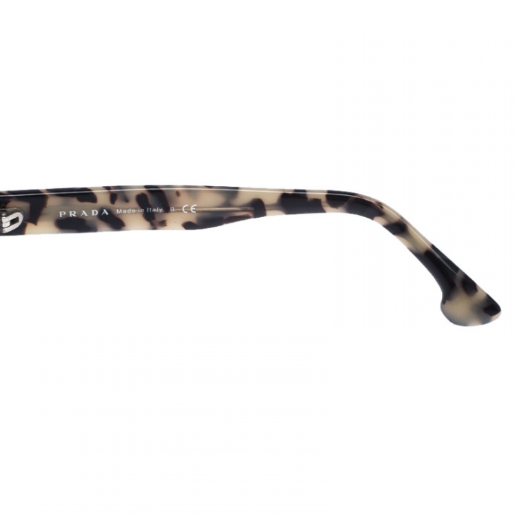 Pre Owned Prada Black and Ivory Havana SPR 15Q Cat Eye Sunglasses