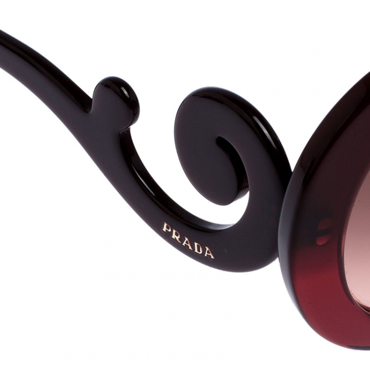 Pre Owned Prada Burgundy/ Brown Gradient SPR 27N Baroque Round Sunglasses