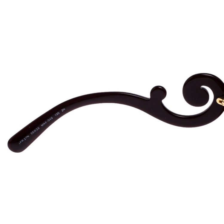 Pre Owned Prada Burgundy/ Brown Gradient SPR 27N Baroque Round Sunglasses