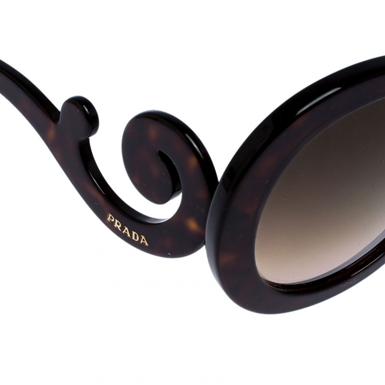 Pre Owned Prada Brown Havana/Brown Gradient SPR27N Baroque Round Sunglasses