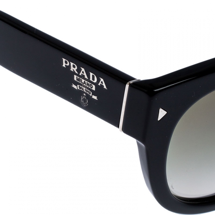 Pre Owned Prada Black/Green Gradient SPR17O Wayfarer Sunglasses