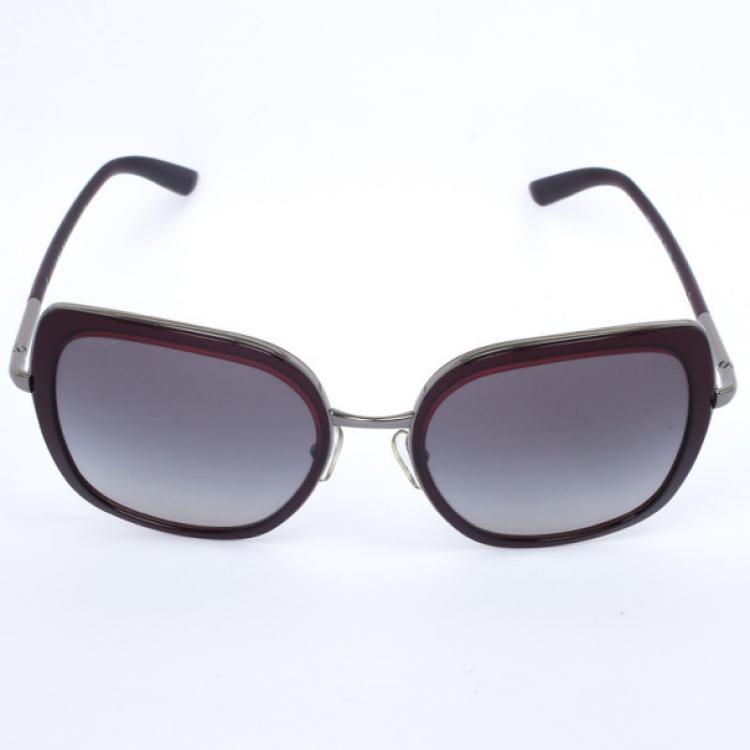 Pre Owned Prada Burgundy Square Womens Sunglasses