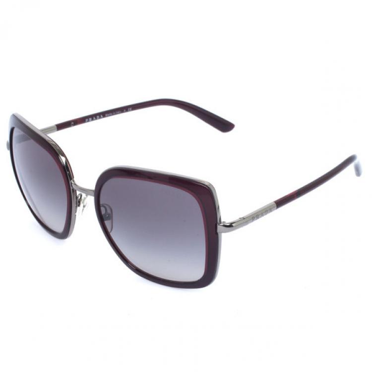 Pre Owned Prada Burgundy Square Womens Sunglasses