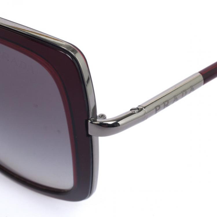 Pre Owned Prada Burgundy Square Womens Sunglasses