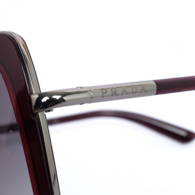 Pre Owned Prada Burgundy Square Womens Sunglasses