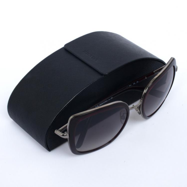 Pre Owned Prada Burgundy Square Womens Sunglasses