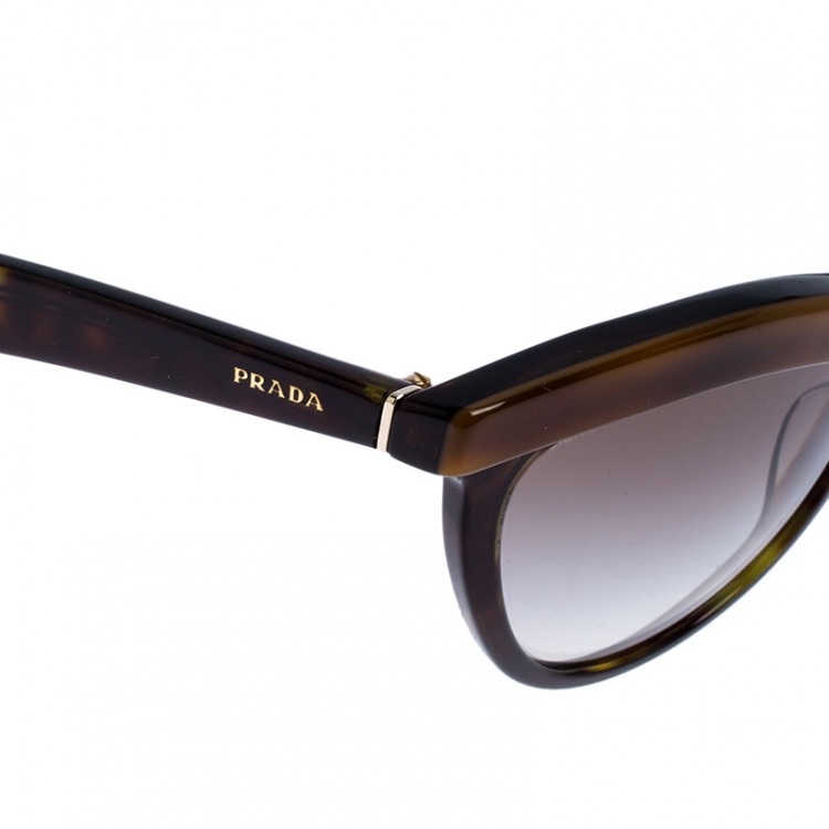 Pre Owned Prada Havana Black/ Grey Gradient SPR06P Cat Eye Sunglasses