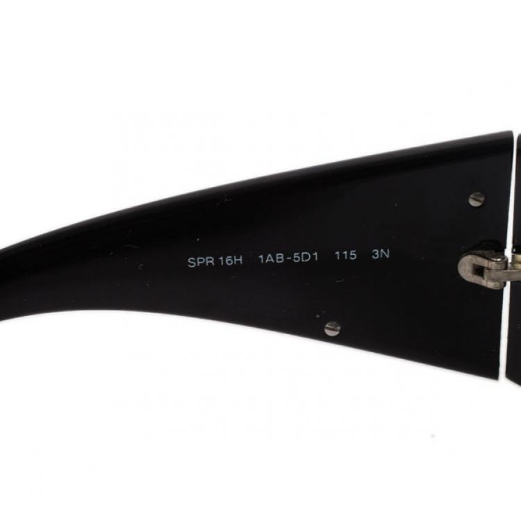 Pre Owned Prada Black Logo Shield Woman Sunglasses