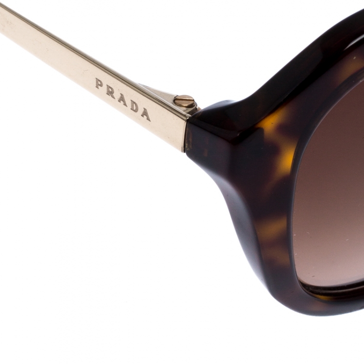 Pre Owned Prada Brown Tortoise Gradient SPR 120-A Double Bridge Sunglasses
