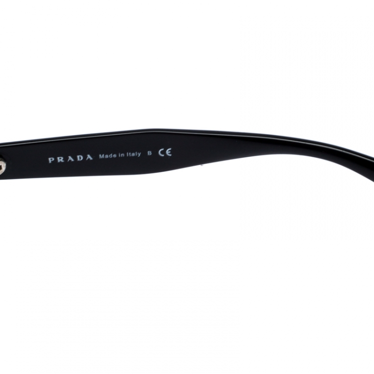 Pre Owned Prada Black/ Green Gradient SPR 06Q Round Sunglasses