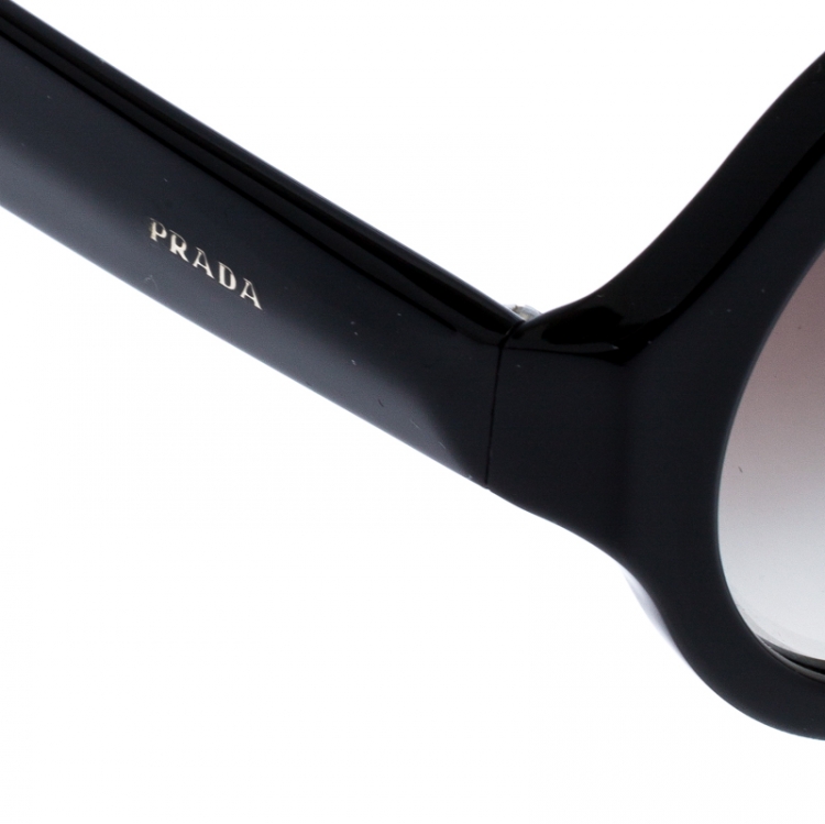 Pre Owned Prada Black/ Green Gradient SPR 06Q Round Sunglasses