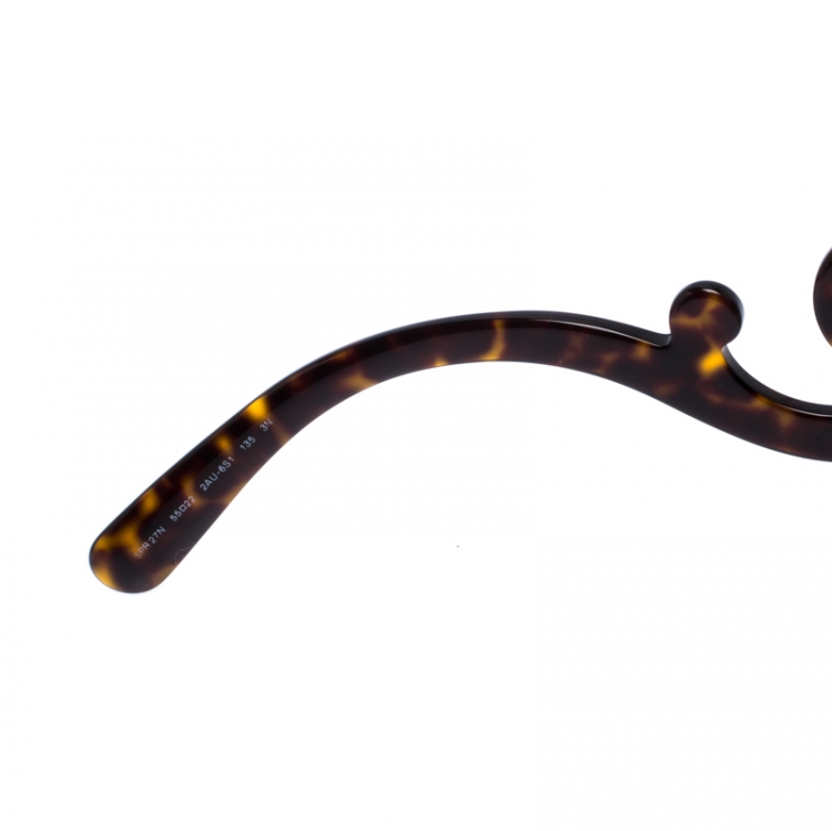 Pre Owned Prada Havana Brown/ Brown Gradient SPR 27 N Round Baroque Sunglasses