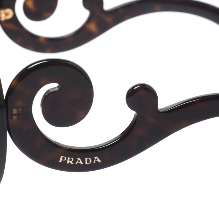 Pre Owned Prada Brown Havana/ Brown Gradient SPR 13S Baroque Round Sunglasses