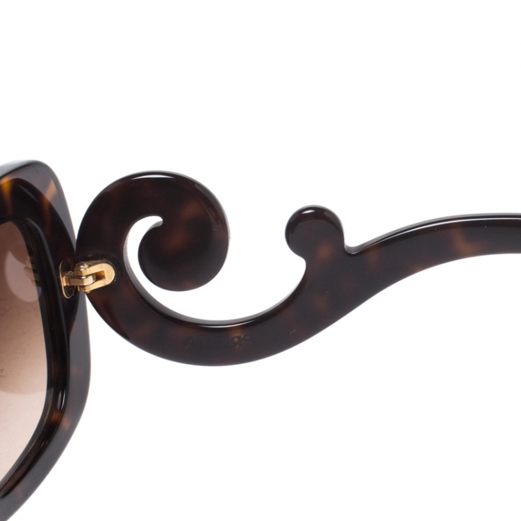 Pre Owned Prada Havana Brown/ Brown Gradient SPR270 Baroque Rectangle Sunglasses