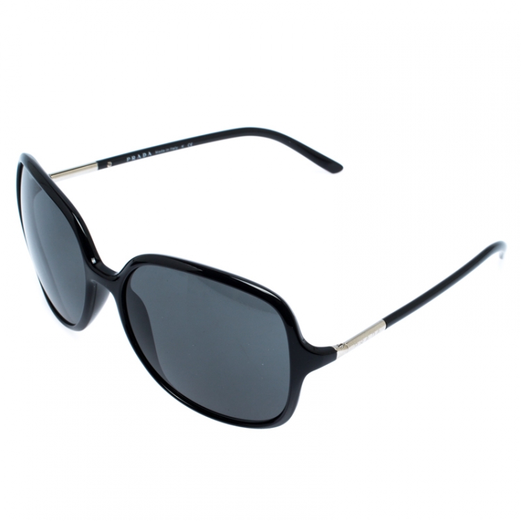 Pre Owned Prada Black SPR 18M Square Sunglasses