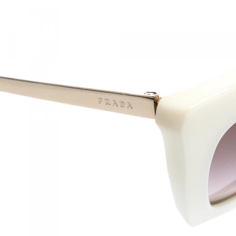 Pre Owned Prada Gold/White Gradient SPR 09Q Cat Eye Sunglasses