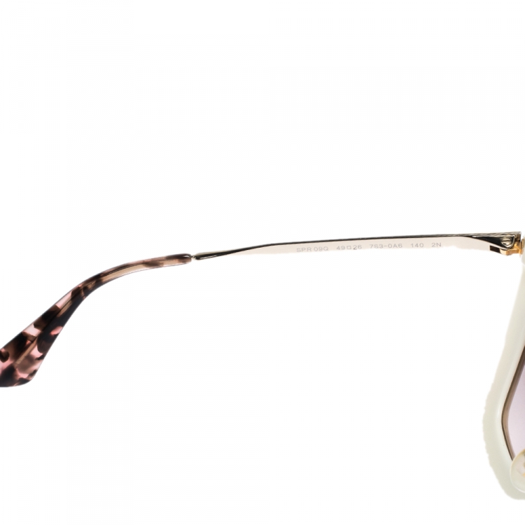 Pre Owned Prada Gold/White Gradient SPR 09Q Cat Eye Sunglasses