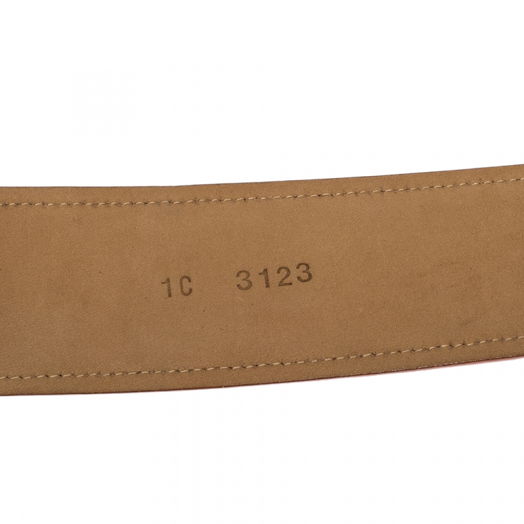 Pre Owned Prada Orange Leather Wide Belt 90CM