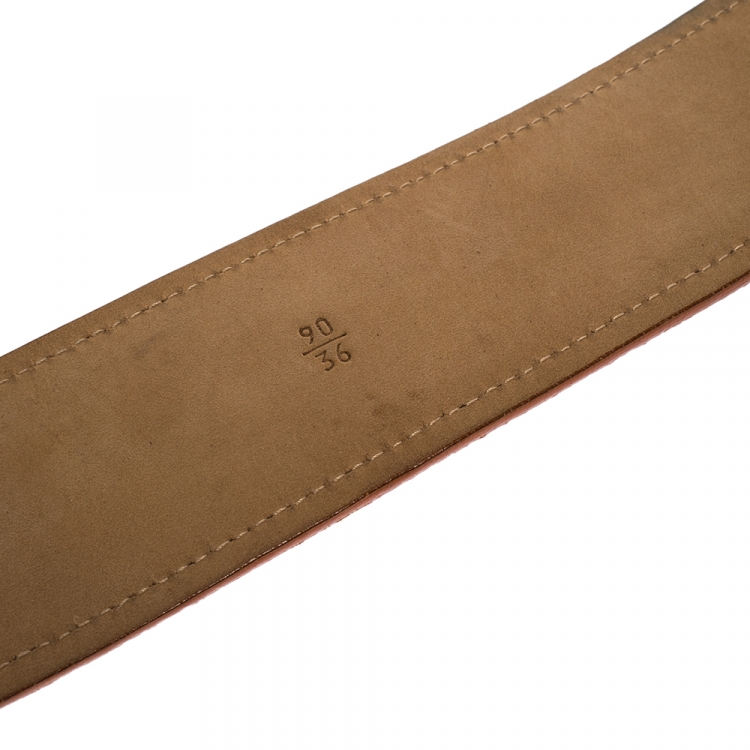 Pre Owned Prada Orange Leather Wide Belt 90CM