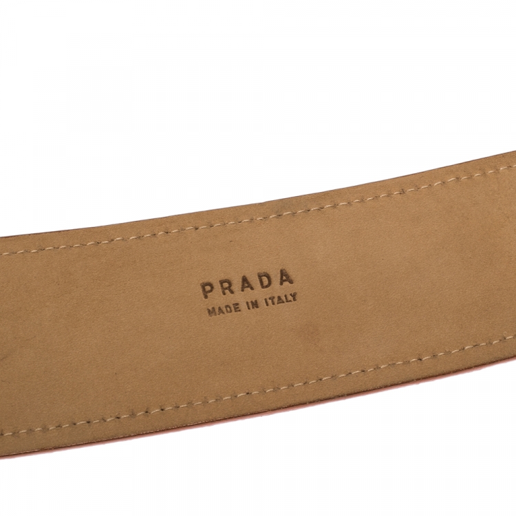 Pre Owned Prada Orange Leather Wide Belt 90CM