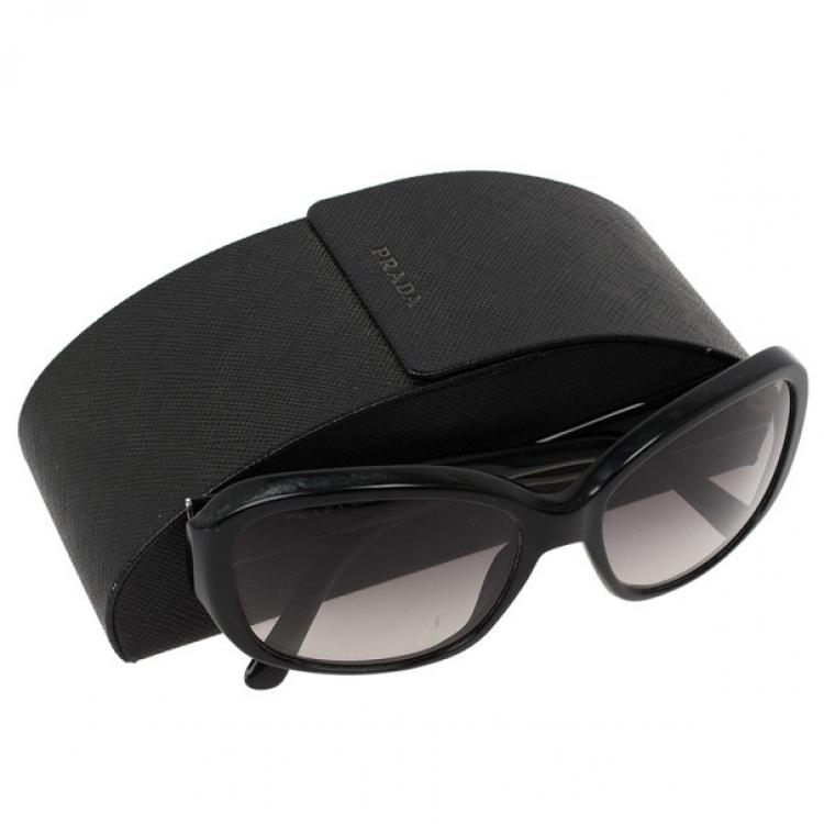 Pre Owned Prada Black SPR 31N Square Women Sunglasses