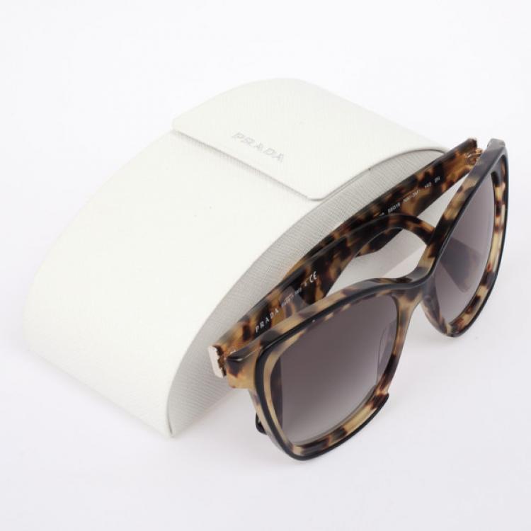 Pre Owned Prada Tortoise Shell Square Cat Eye Womens Sunglasses