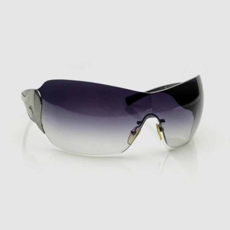 Pre Owned Prada Gunmetal Grey Shield Unisex Sunglasses