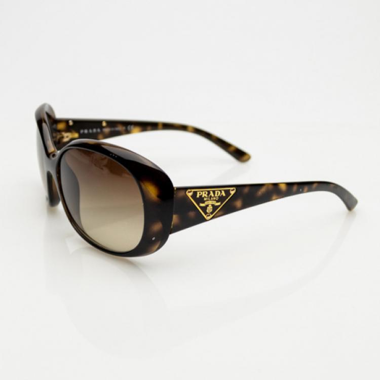 Pre Owned Prada Brown Oversized Oval Frame Sunglasses
