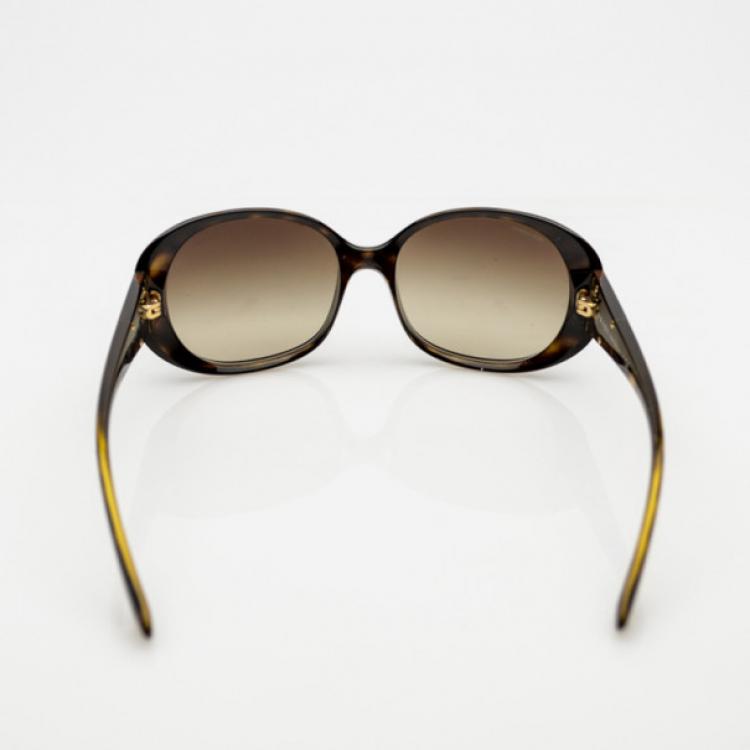 Pre Owned Prada Brown Oversized Oval Frame Sunglasses