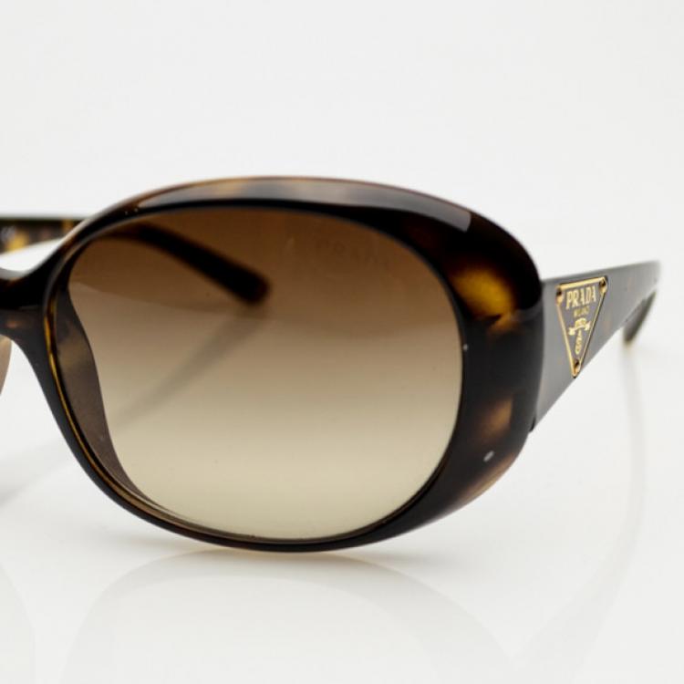 Pre Owned Prada Brown Oversized Oval Frame Sunglasses