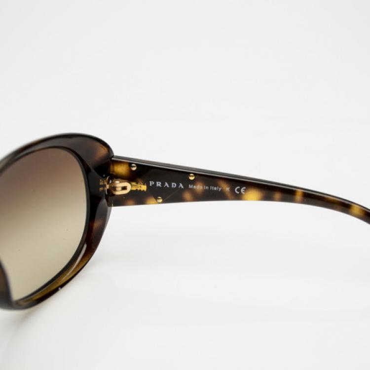 Pre Owned Prada Brown Oversized Oval Frame Sunglasses