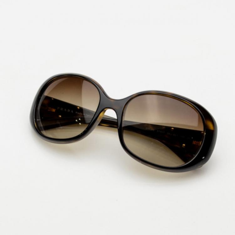 Pre Owned Prada Brown Oversized Oval Frame Sunglasses