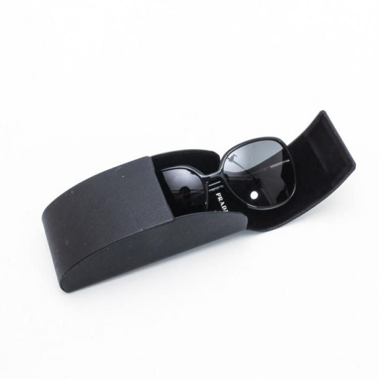 Pre Owned Prada 'D' Frame Black Oversized Sunglasses