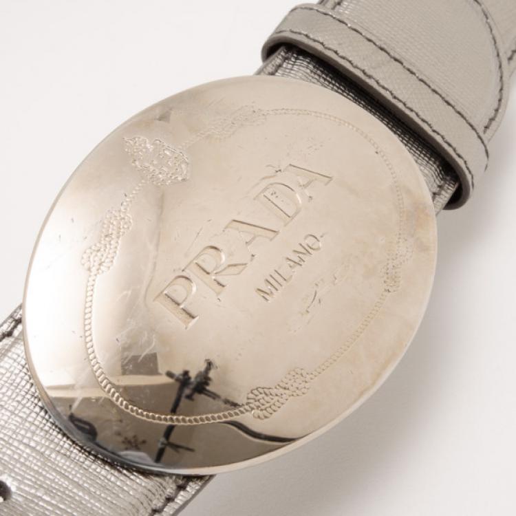 مملوكة مسبقًا Prada Metallic Silver Belt