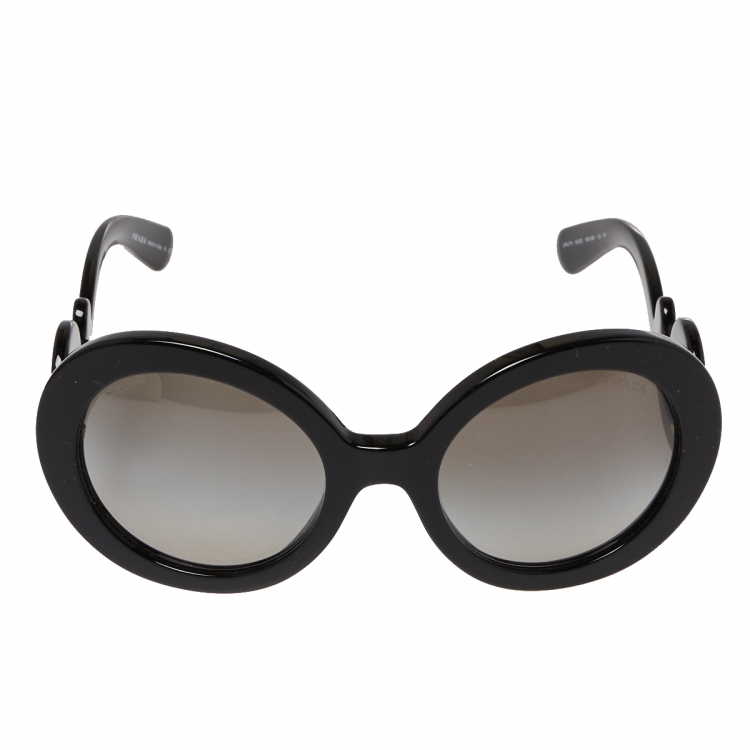مملوكة مسبقًا Prada Black/Grey Gradient SPR27N Oversized Round Sunglasses