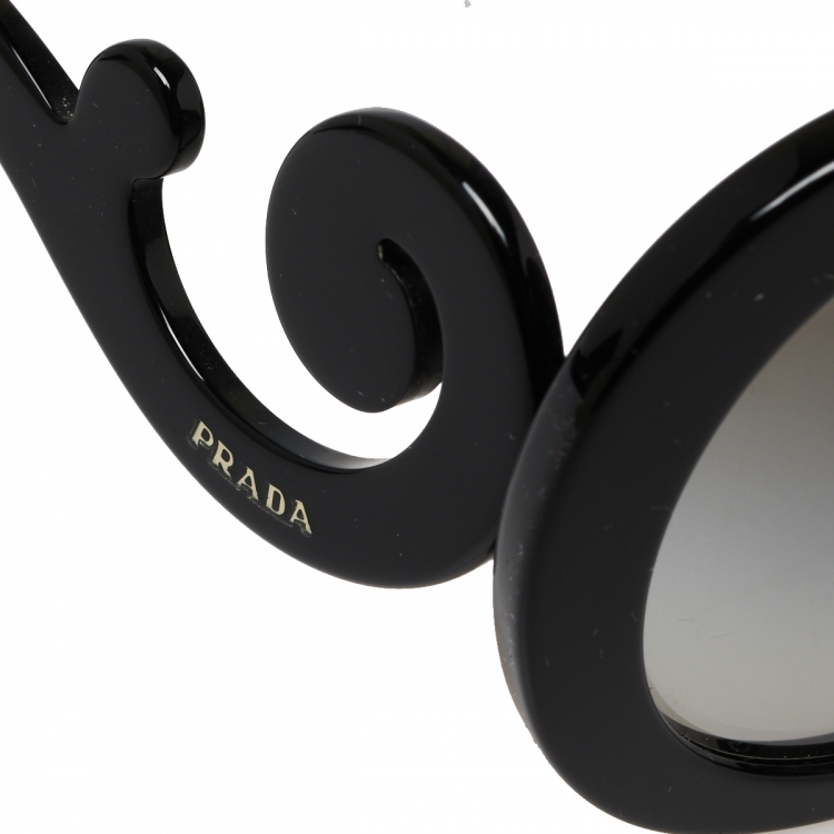 مملوكة مسبقًا Prada Black/Grey Gradient SPR27N Oversized Round Sunglasses