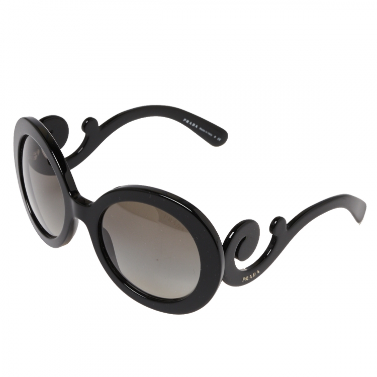 مملوكة مسبقًا Prada Black/Grey Gradient SPR27N Oversized Round Sunglasses