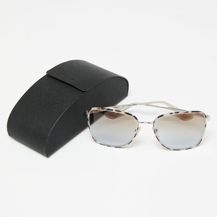 مملوكة مسبقًا Prada Silver/Havana SPR 52S Square Gradient Sunglasses
