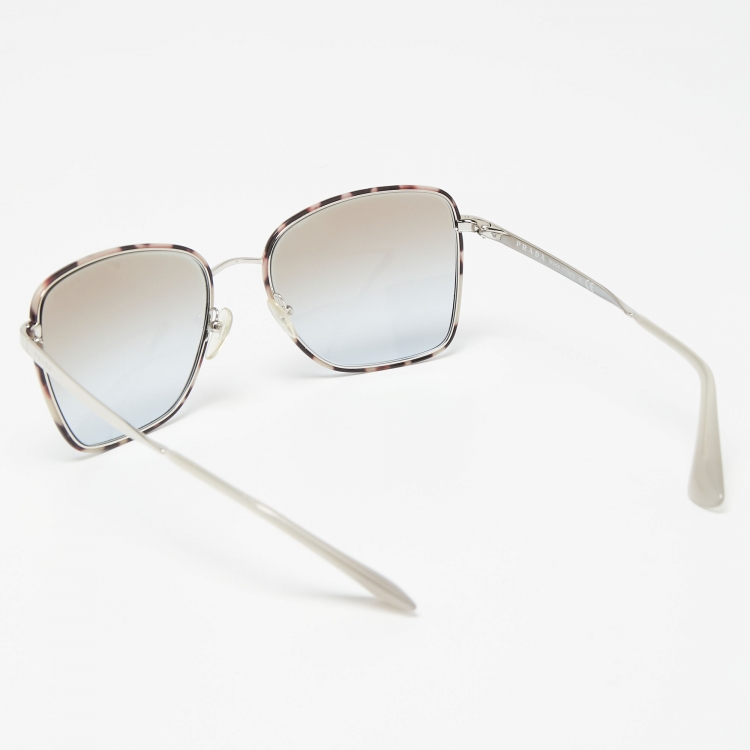 مملوكة مسبقًا Prada Silver/Havana SPR 52S Square Gradient Sunglasses