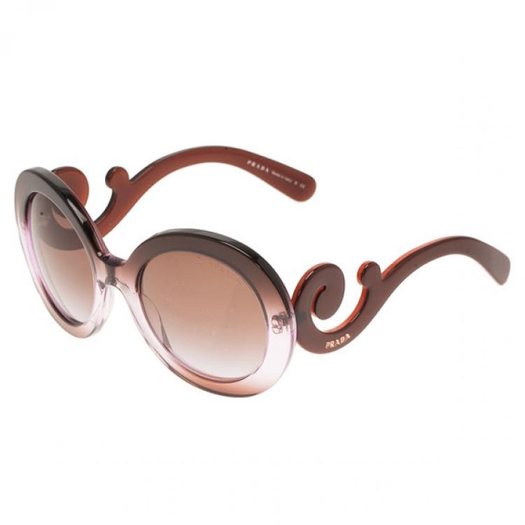 Pre Owned Prada Purple Round Baroque Sunglasses