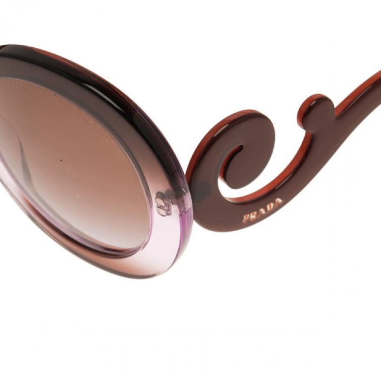 Pre Owned Prada Purple Round Baroque Sunglasses
