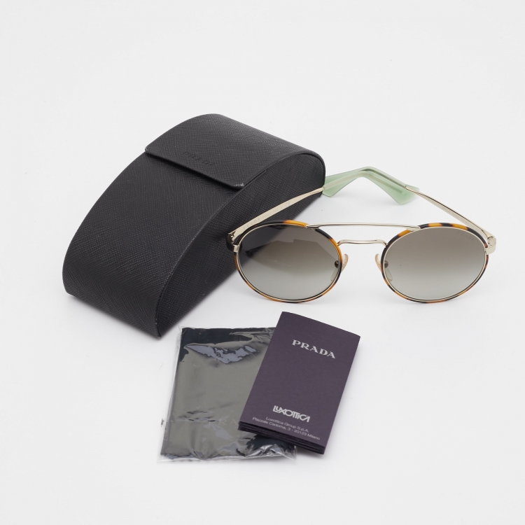 Pre Owned Prada Havane/Green SPR51S Gradient Round Sunglasses