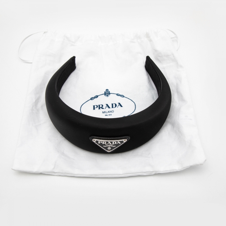 Pre Owned Prada Black Re-Nylon Wide Head Band