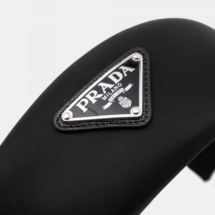 Pre Owned Prada Black Re-Nylon Wide Head Band