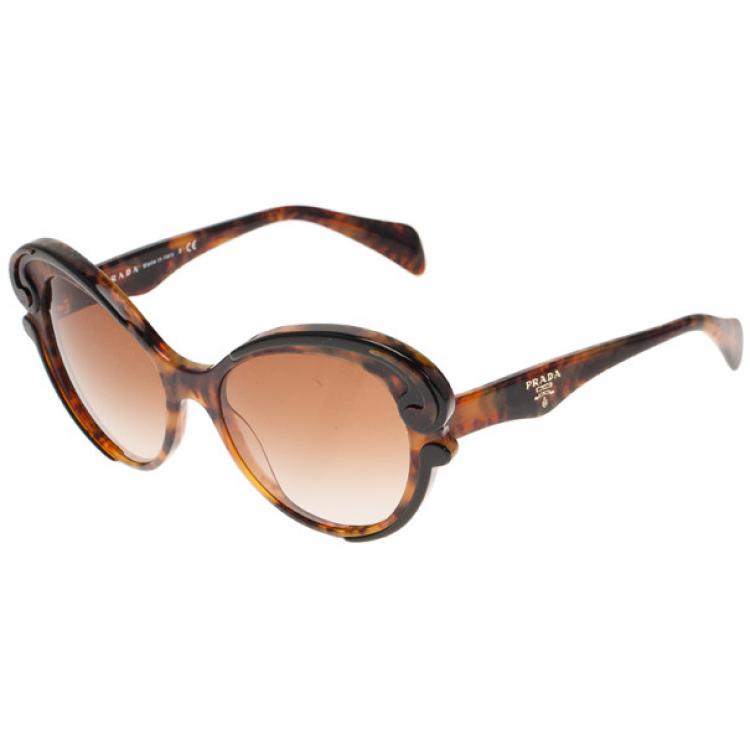 Pre Owned Prada Tortoise Frame Minimal Baroque Butterfly Sunglasses