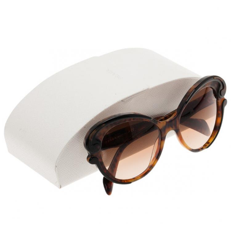Pre Owned Prada Tortoise Frame Minimal Baroque Butterfly Sunglasses