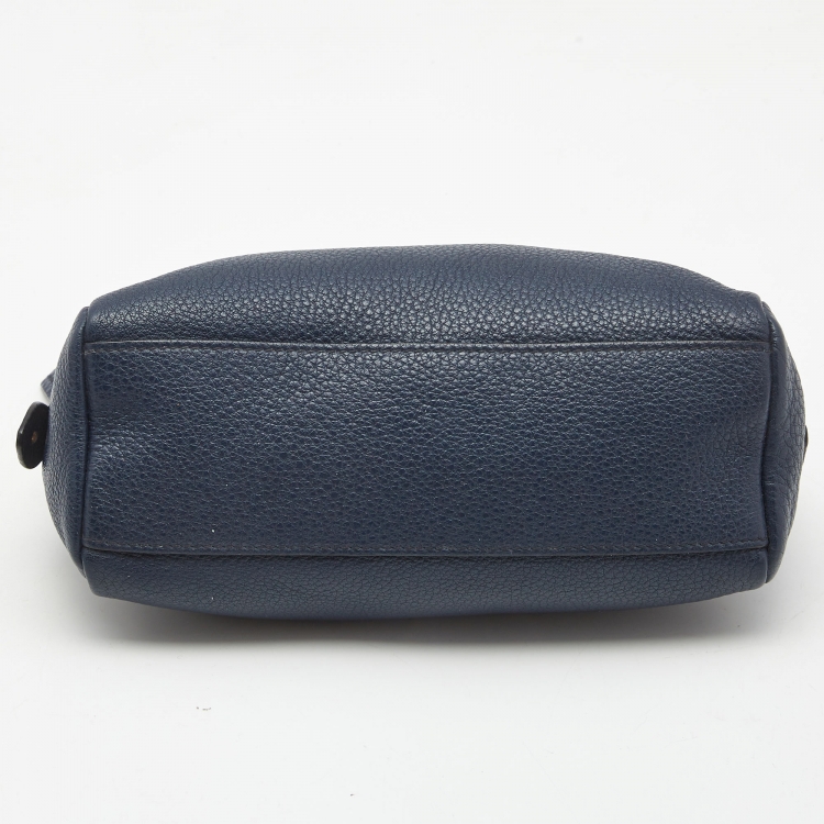 Pre Owned Prada Navy Blue Leather Cosmetic Pouch