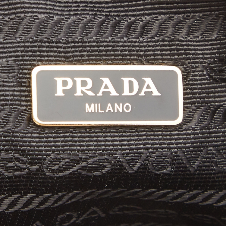 Pre Owned Prada Navy Blue Leather Cosmetic Pouch
