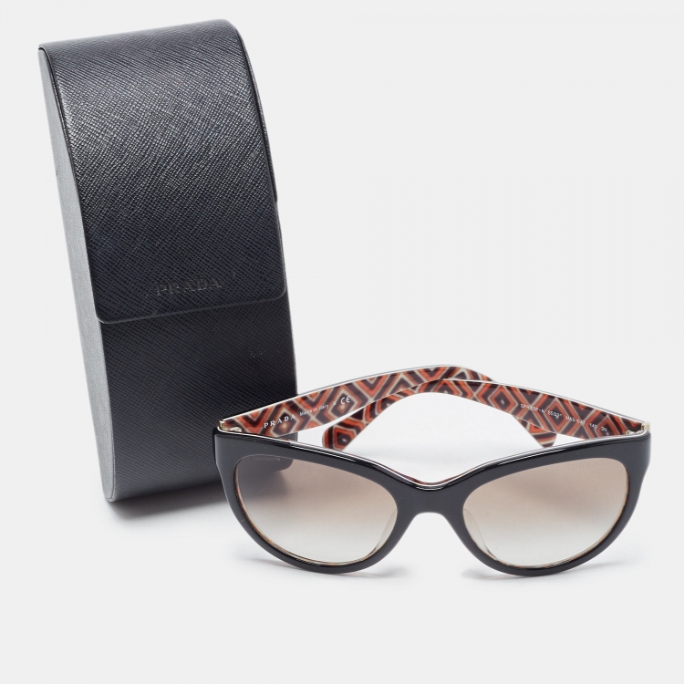 Pre Owned Prada Black Gradient Cat Eye Sunglasses