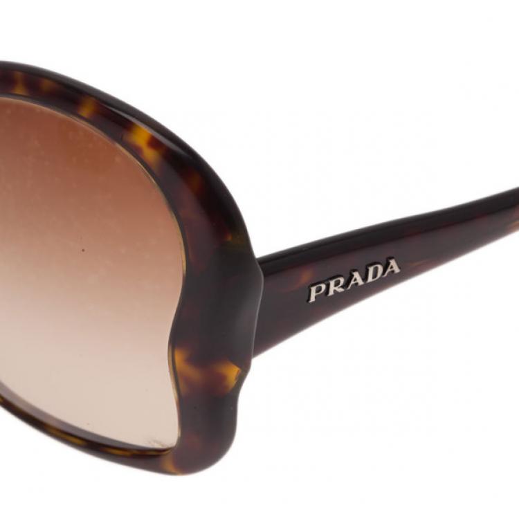 Pre Owned Prada Tortoise Butterfly Frame SPR 18I Sunglasses